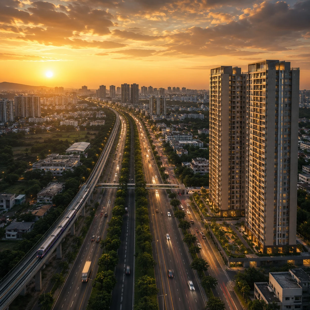 Aerial view of Platinum Vashi development